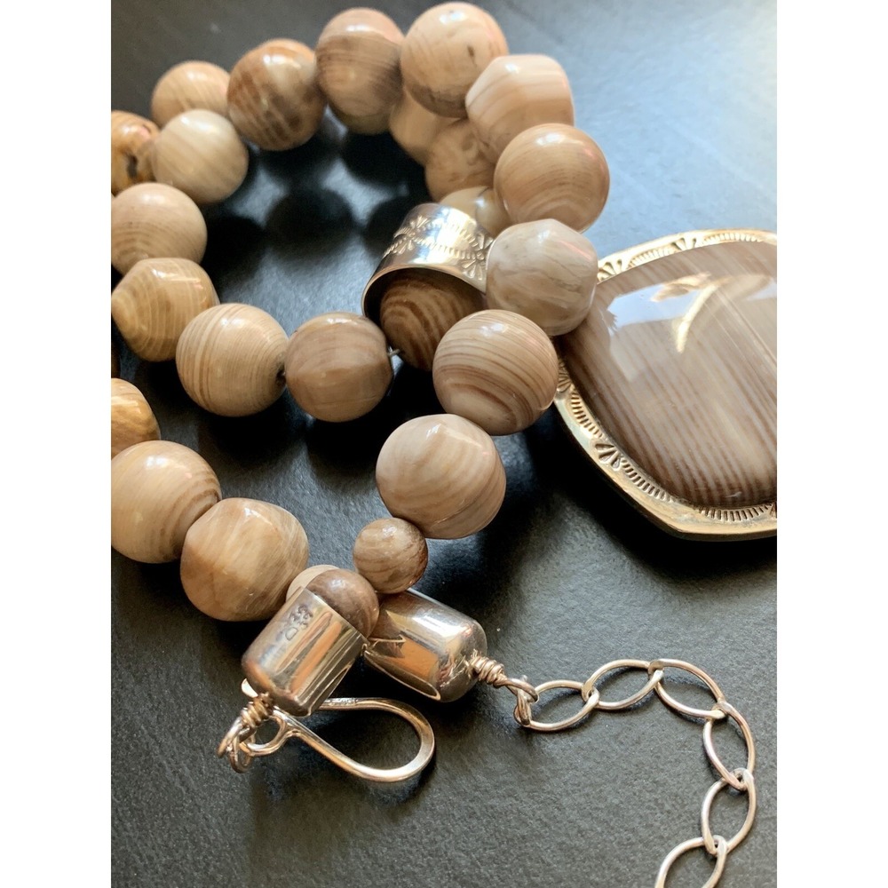 Vintage Jay King DTR 925 Sterling Silver Jasper Necklace 16" - 20" Beautiful! - Picture 6 of 8